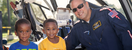 A flight paramedic with two Early Child Care kids.